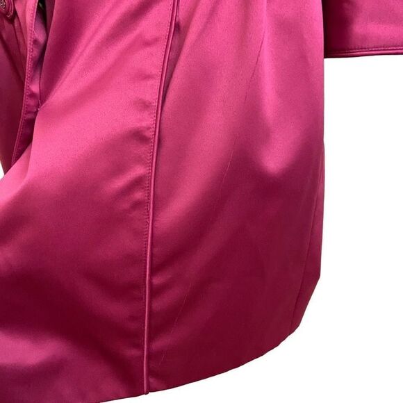 Dennis by Dennis Basso Fuchsia Pink Satin Trench Coat Jacket Barbiecore XS - Picture 5 of 6